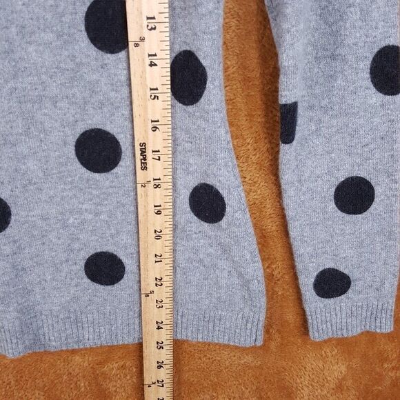 SAKS FIFTH AVENUE Sweater Womens Small Gray Crew Polka Dot 100% Cashmere - Picture 6 of 7